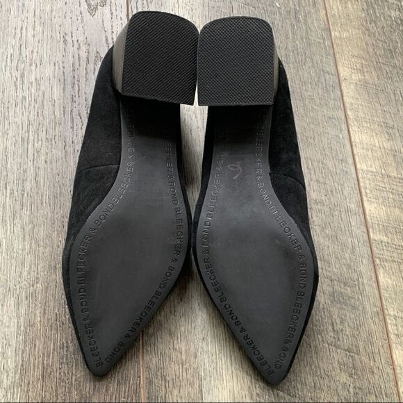 Bleeker and Bond Yasmine Black Suede Pumps Metallic Block Heel Size 6 - Picture 7 of 9